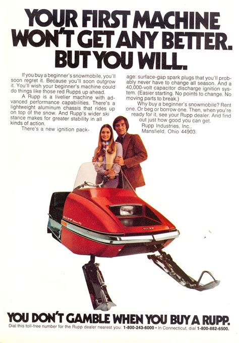 CLASSIC SNOWMOBILES OF THE PAST: 1973 RUPP SNOWMOBILE ADVERTISEMENT