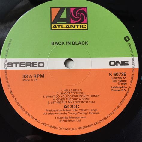 AC/DC - Back In Black (1980, Vinyl) | Discogs