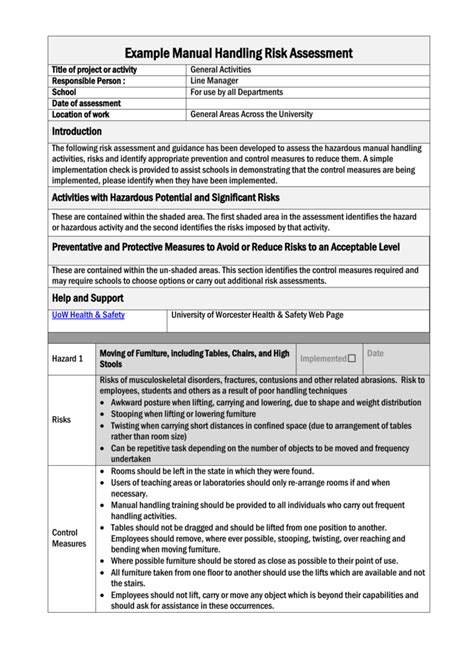 Manual Lifting Risk Assessment