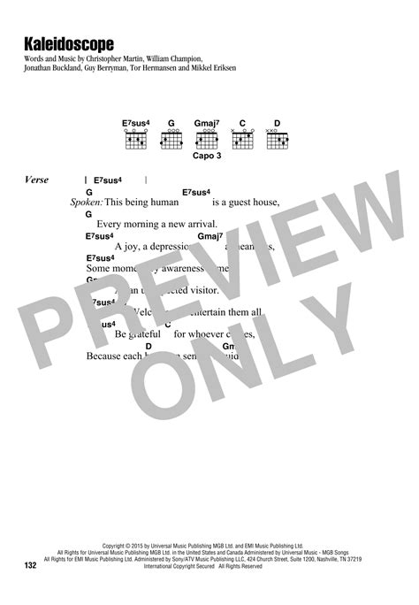 Kaleidoscope by Coldplay - Guitar Chords/Lyrics - Guitar Instructor