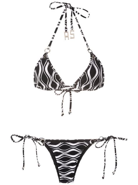 Amir Slama wave-print Triangle Bikini Set - Farfetch