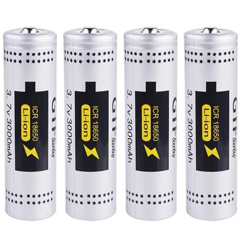 GTF 3.7V 18650 Battery Real power capacity 3000mAh Li ion Rechargeable Battery For Flashlight ...