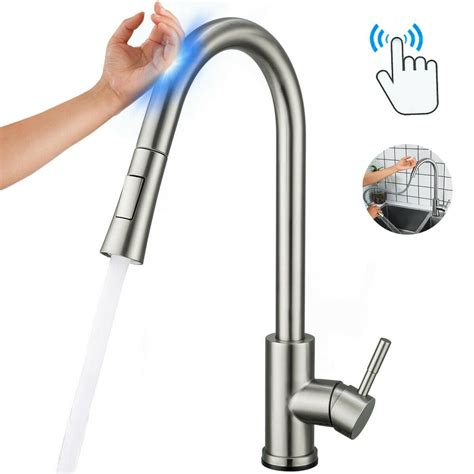 Touch Kitchen Faucets with Pull Down Sprayer, Automatic Kitchen Faucet with Deck Plate ...