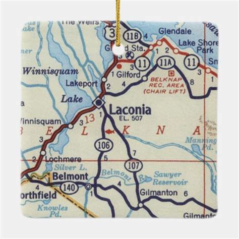 Laconia NH Vintage Map Ceramic Ornament | Zazzle.co.uk