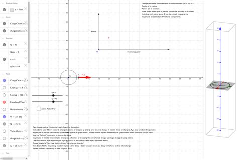 Two charge particle Coulomb's Law & Graphing Simulation: – GeoGebra