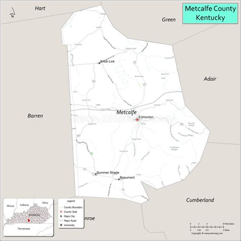 Map of Metcalfe County, Kentucky - Where is Located, Cities, Population ...