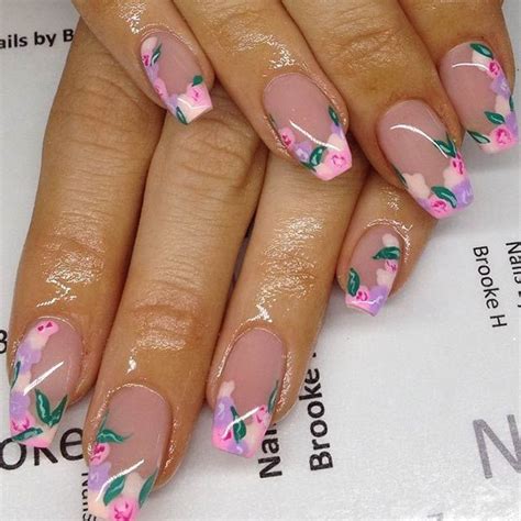 uñas decoradas con flores pintadas | Nail designs spring, French tip nail designs, Floral nails