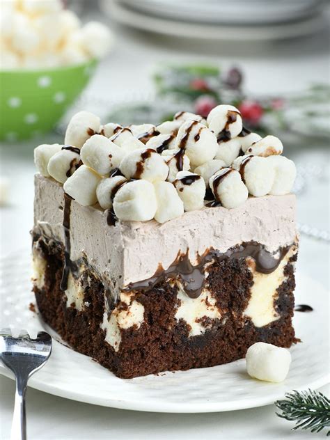 Hot Chocolate Poke Cake - OMG Chocolate Desserts