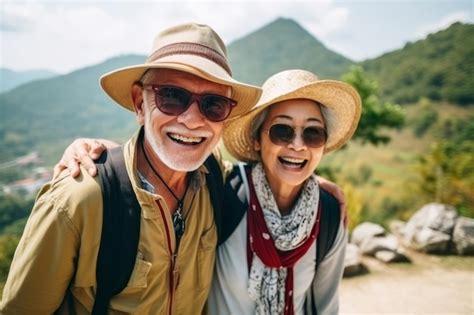 Premium AI Image | A happy seniors couple in traveling