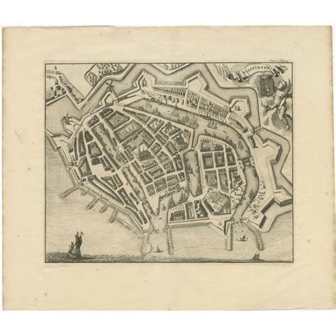 Antique Map of the City of Vlissingen by Smallegange (c.1696)