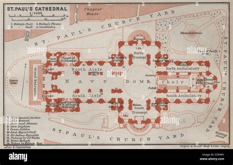 ST. PAUL'S CATHEDRAL ground plan. London. BAEDEKER, 1930 vintage map Stock Photo - Alamy