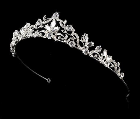 Silver Rhinestone Tiara - Elegant Bridal Hair Accessories