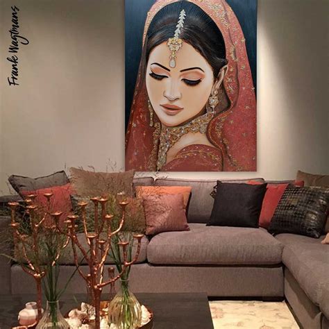 A unique hand-painted painting of an Indian bride. Acrylic paint on canvas. Size: 140x100cm ...