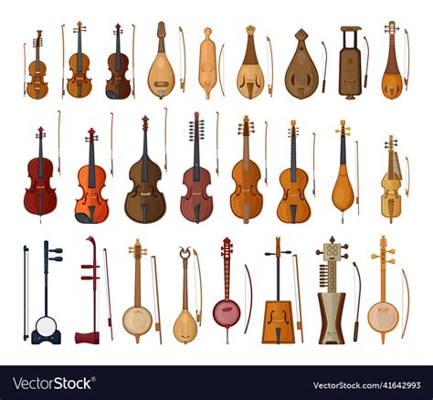 Set of bowed string instruments Royalty Free Vector Image