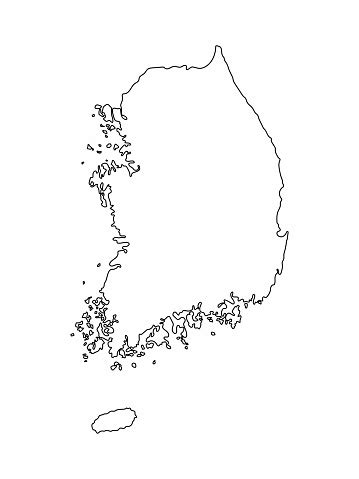 South Korea Map Outline Graphic Freehand Drawing On White Background Vector Illustration Stock ...