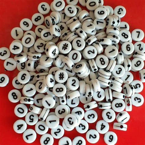 200x Number Beads White alphabet 7mm flat round Acrylic | Etsy | Buy ...