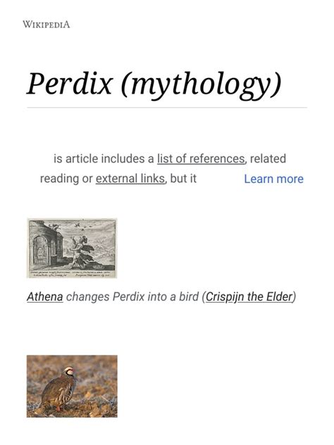 Perdix (Mythology) - Wikipedia PDF | PDF | Mythological Characters ...