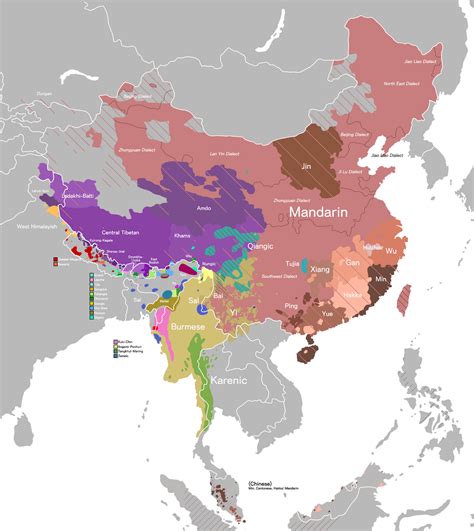 Map of the distribution of the Sino-Tibetan Languages : r/MapPorn