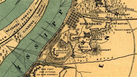 Vicksburg, Mississippi 1863 Fortifications Battle Map – Battle Archives