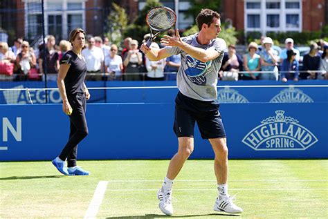 Andy Murray practices for the first time with Amelie Mauresmo at Queen ...