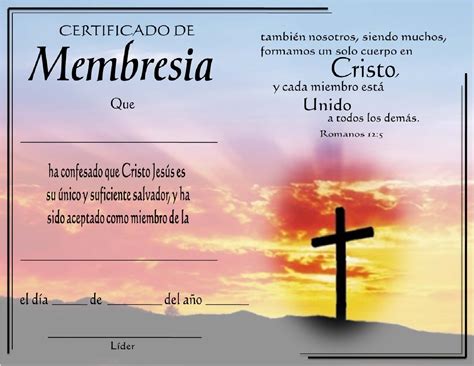 Certificado de membresía de la iglesia: La Cruz | Obrero Fiel | Iglesia ...