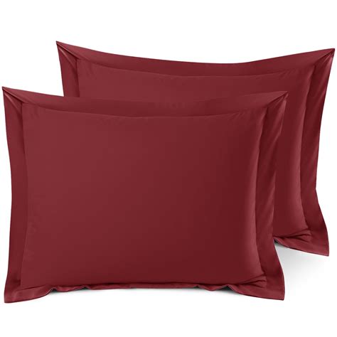 Set of 2 Standard 20"x26" Size Pillow Shams Burgundy Red, Hotel Luxury ...