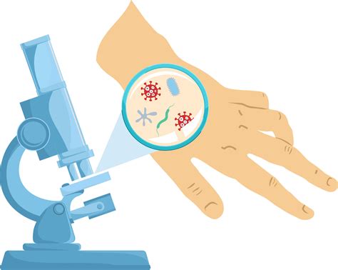 Flat illustration microscope and germs. Microbes under a microscope ...