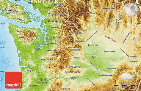 Physical Map of Washington