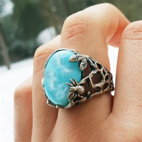 Resizable Silver Larimar Ring – MindfulSouls