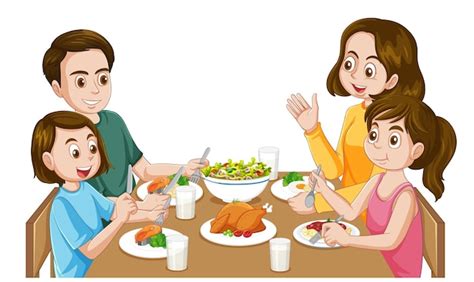 Free Vector | Happy Family Eating Together at the Table