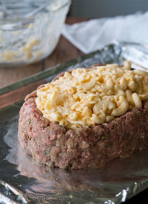 Macaroni Cheese Stuffed Meatloaf - I Wash You Dry