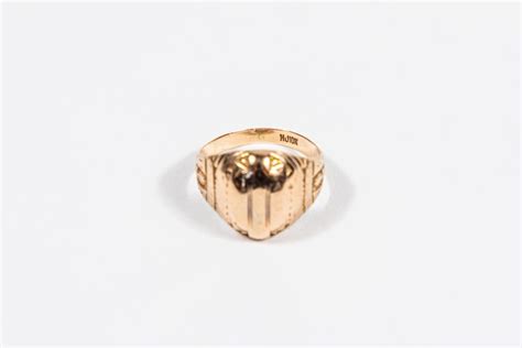 Vintage Signet Style 10 Karat Gold Class Ring by Herff Jones at 1stDibs