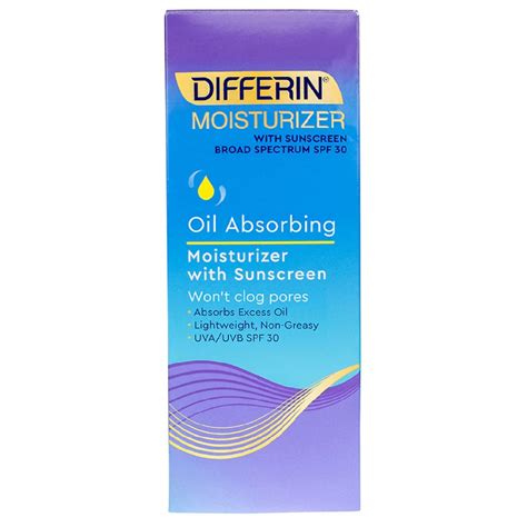 Differin Oil Absorbing Moisturizer SPF 30- 4oz | Natural Oil Bar