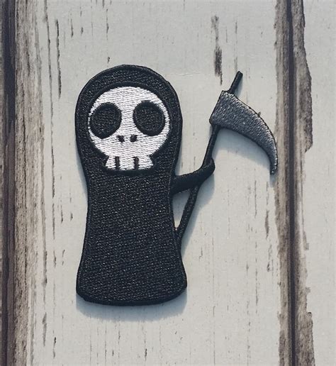 Cute Grim Reaper Death Embroidered Patch Applique Very Gothic | Etsy