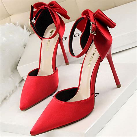 Women's Red Pointed Toe Stiletto Heels Ankle Straps Prom Shoes ...