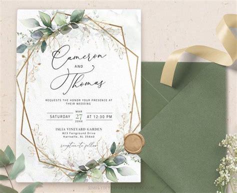 wedding invitation greenery template - Margot Villarreal