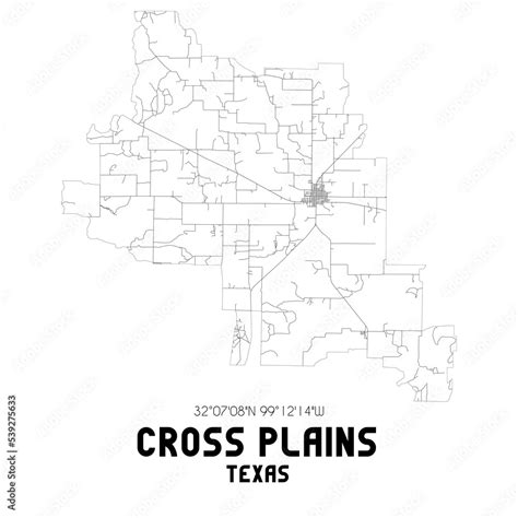 Cross Plains Texas. US street map with black and white lines. Stock Illustration | Adobe Stock