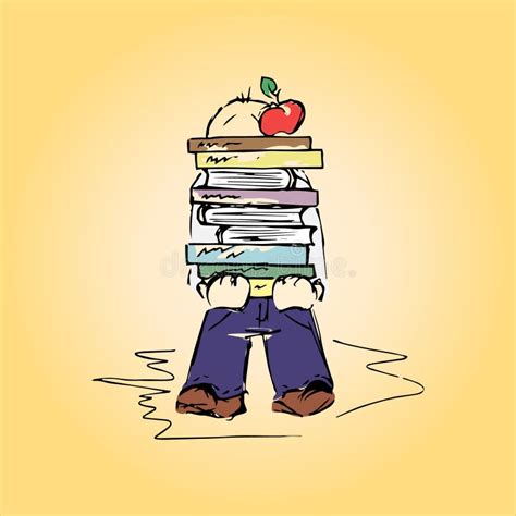 Illustration of a Student with Books, Hand-drawing. Stock Vector - Illustration of work, pants ...