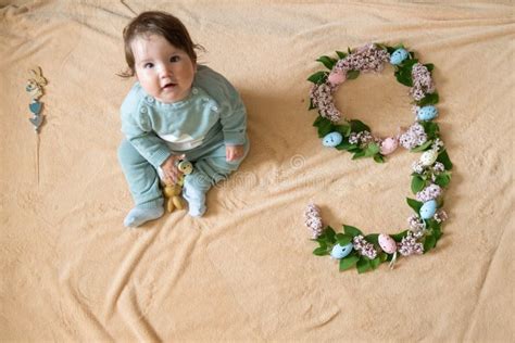 9 Months Old Baby. Happy, Nine Months Old Baby Crawling on Carpet at Home Stock Photo - Image of ...