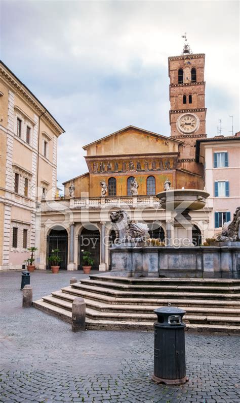 Santa Maria IN Trastevere and Fountain, Rome Italy Stock Photos ...