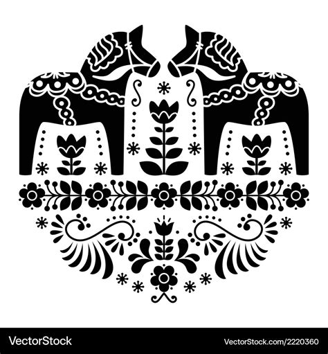 Swedish Dala or Daleclarian horse folk pattern Vector Image