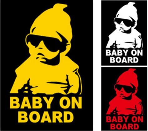 Reflective Funny Baby On Board Warning Decal Car Vinyl Sticker Black ...