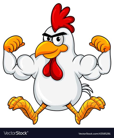 Muscular rooster cartoon character Royalty Free Vector Image