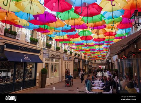 "Umbrella Sky" art installation at Le Village Royal, Rue Royale, Paris, France Stock Photo - Alamy