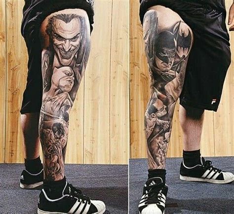 Pin on Inked men | Batman tattoo, Leg sleeve tattoo, Leg tattoos