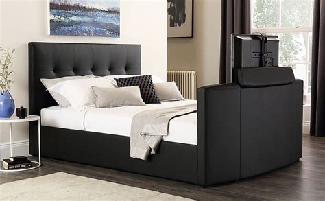 Langham Double TV Bed, Black Classic Faux Leather Only £399.99 ...