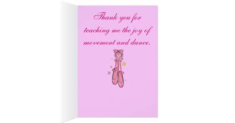 Dance Teacher Thank You with Hanging Ballet Shoes Card | Zazzle