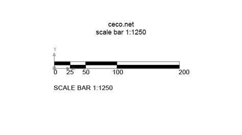 Autocad drawing graphic scale bar 1:1250 dwg dxf