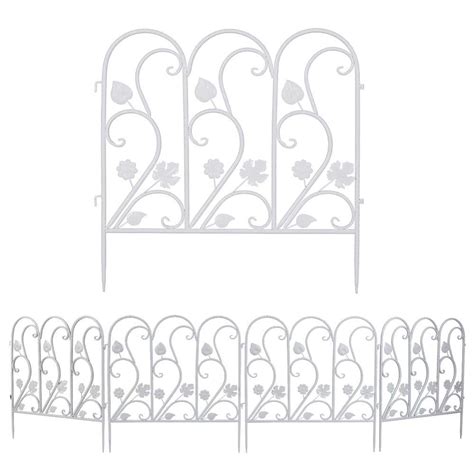 AESOME 24 in. Metal Garden Fence Decorative White Fencing Panels for ...