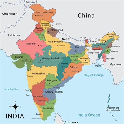 India Regions Map 19936024 Vector Art at Vecteezy